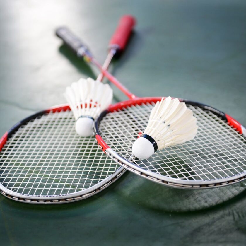 badminton rackets and shuttlecock