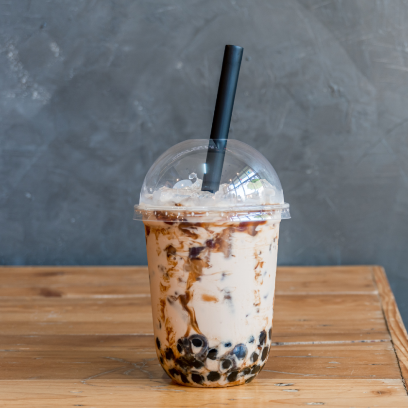bubble tea on a wooden table