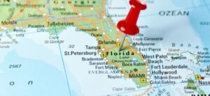 florida marked on a map with a red pin