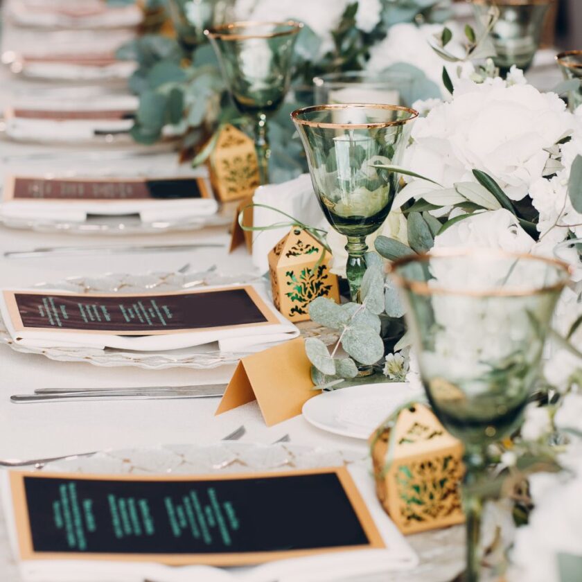 rustic style wedding table set up