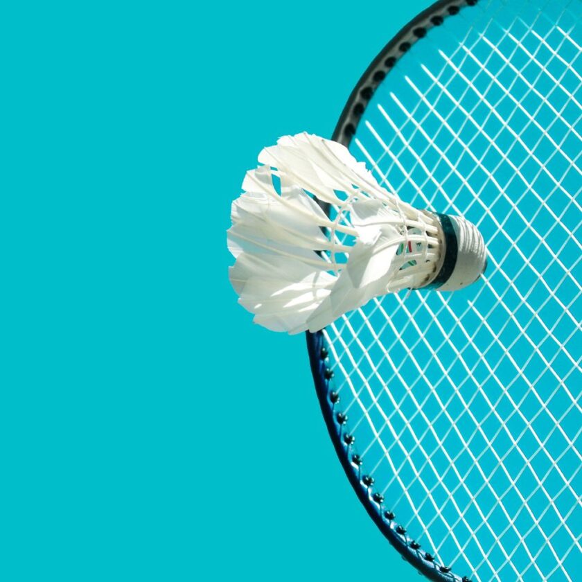 shuttlecock hitting a racket