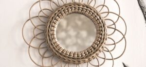 vintage style rattan mirror