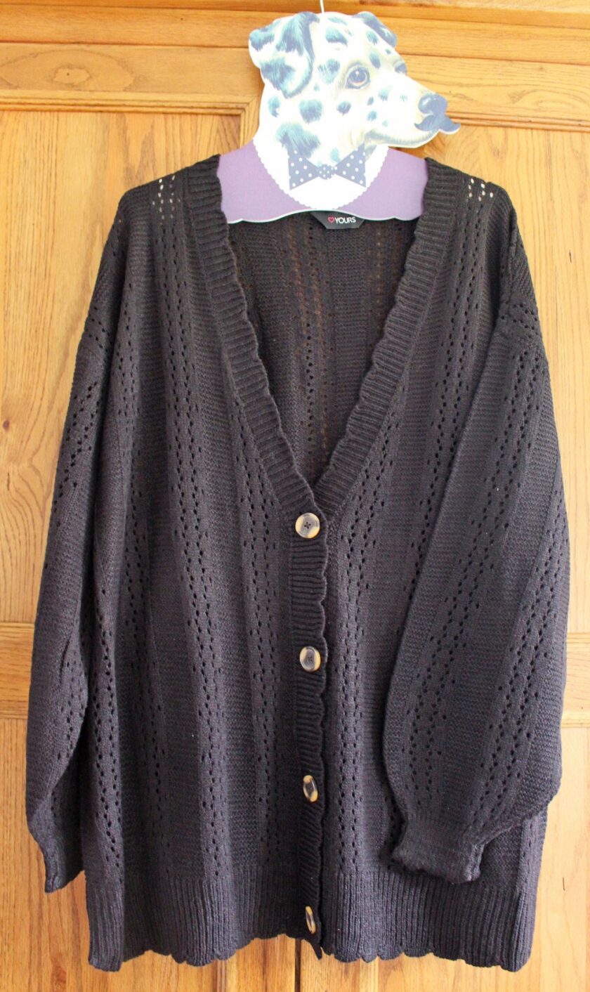 YOURS Curve Black Pointelle Balloon Sleeve Cardigan