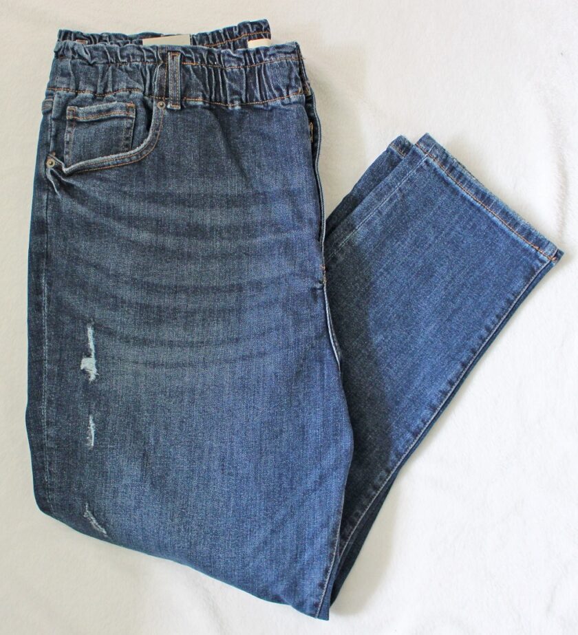 YOURS Curve Indigo Blue Washed Elasticated Stretch MOM Jeans