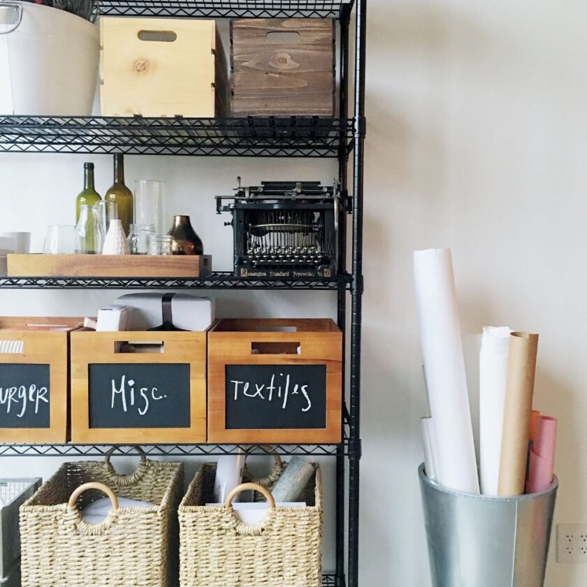 home items carefully shelved