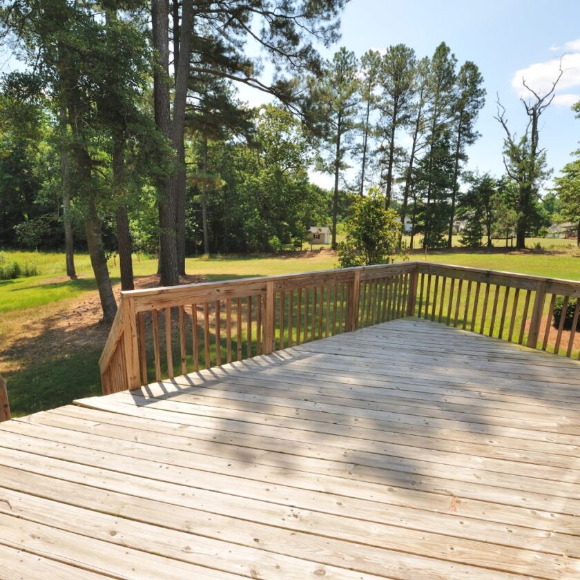 large wooden deck area
