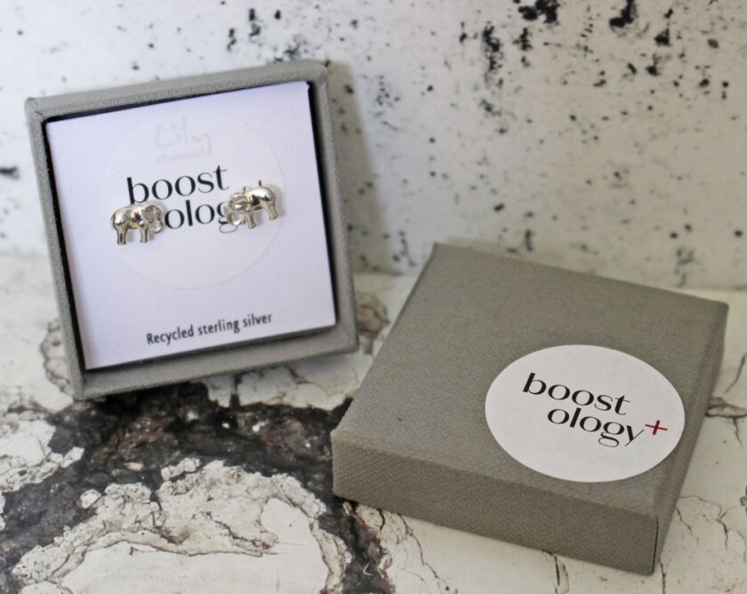 Boostology Recycled Silver Elephant Earrings 