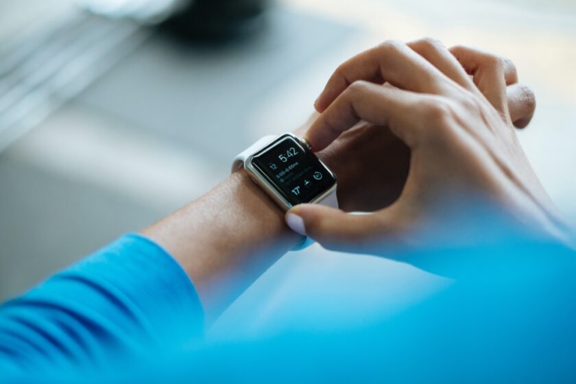 Person looking at their smart watch