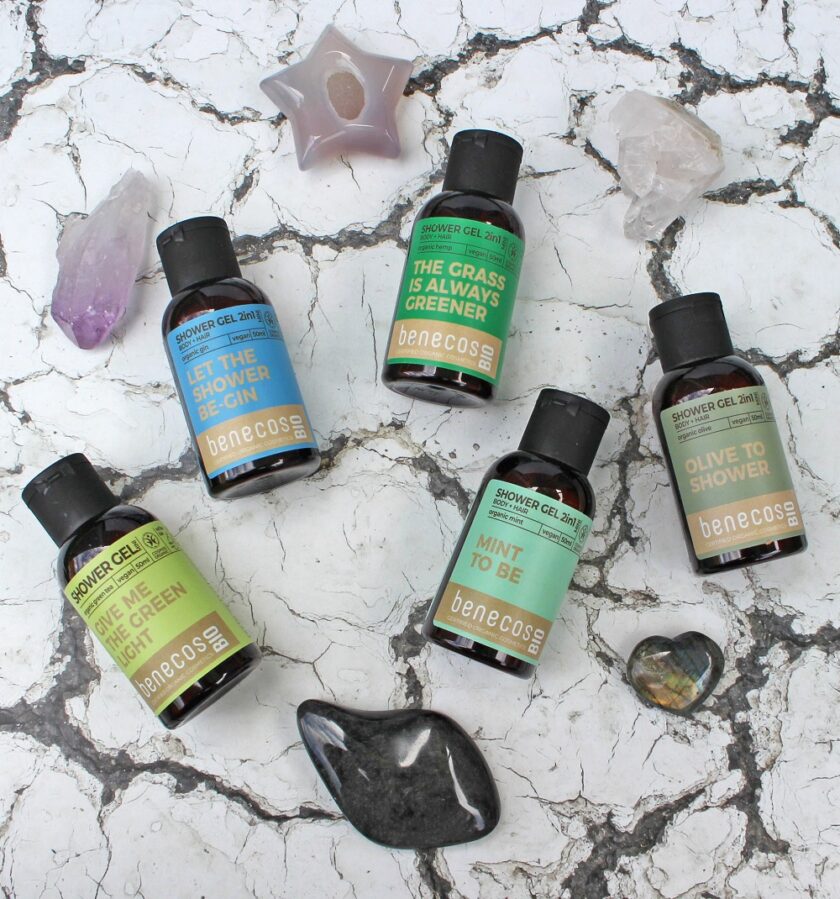 Benecos Foam Up Your Day Gift Set Flat Lay with Crystals