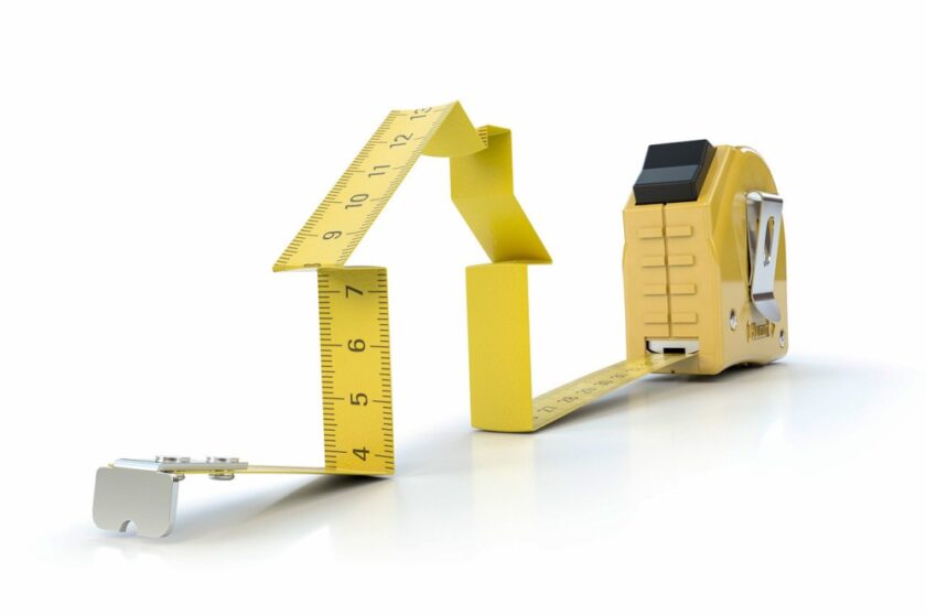 House shape made with a tape measure.