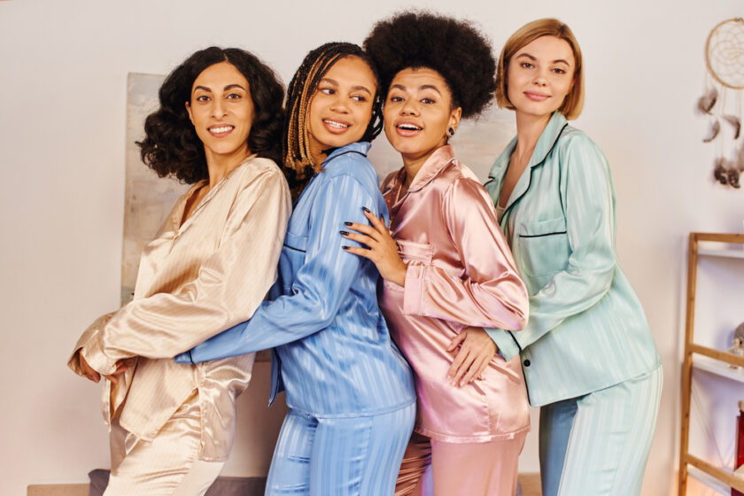 Group of women in pyjamas for a girls night in.