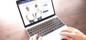 person designing a print on demand website