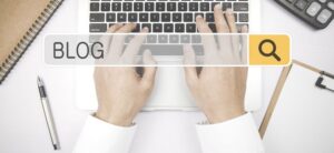 person working on a blog