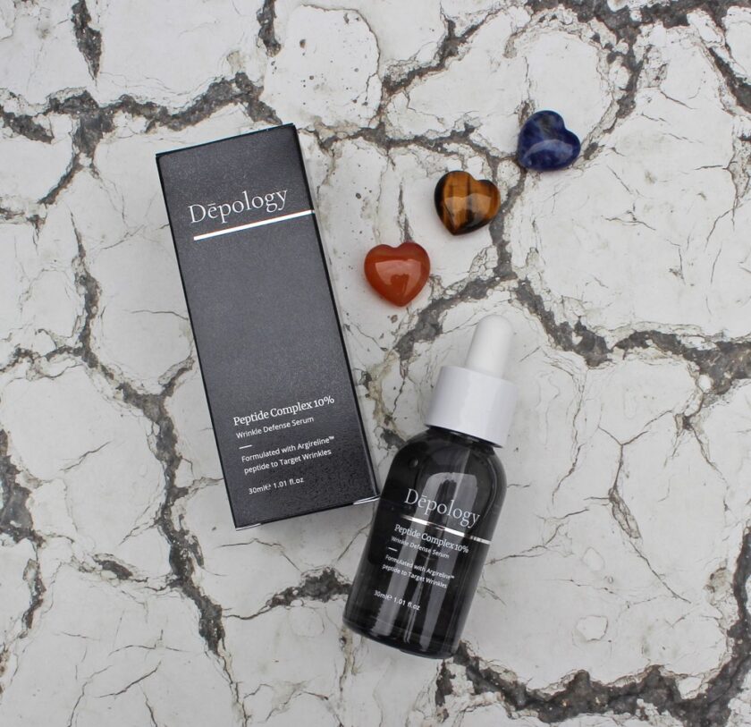 Depology Peptide Complex 10% Serum formulated with Argireline peptide box and bottle