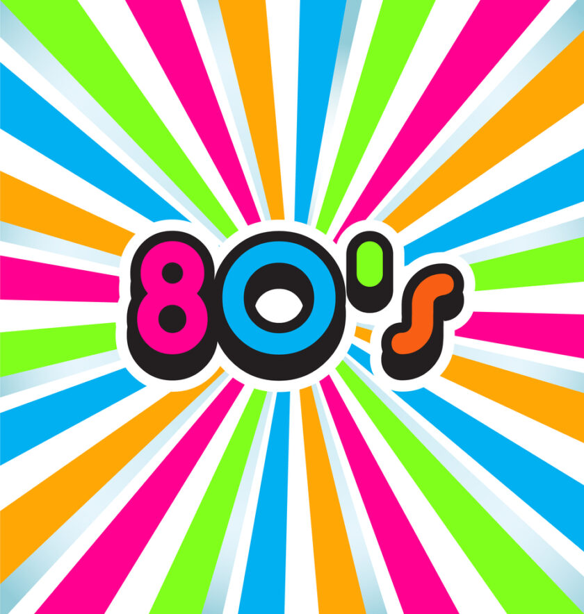 bright colourful 80's logo