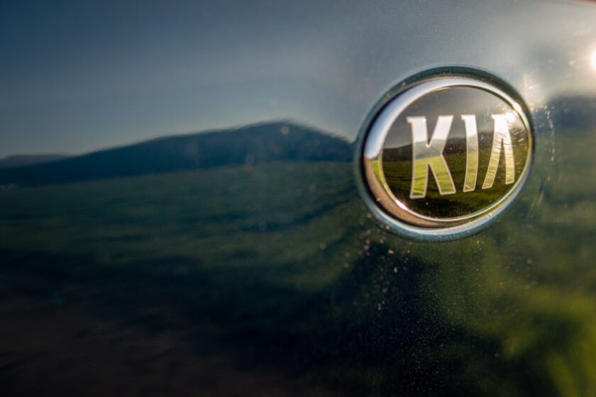 Close up of a KIA badge