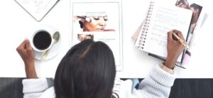 person working on planning a blog