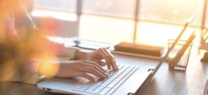 woman working on her laptop