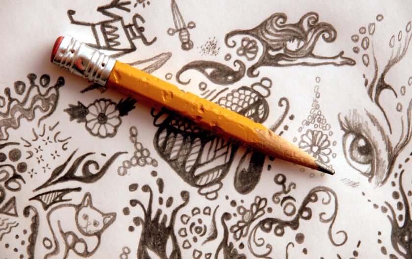 Doodles on paper with a pencil