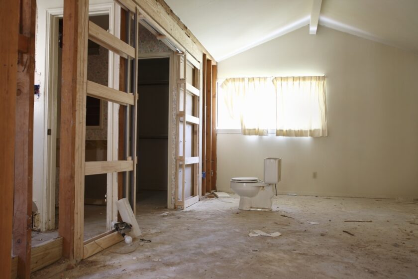 House being worked on inside