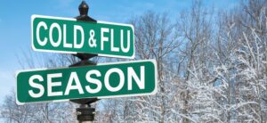 cold and flu season on a sign
