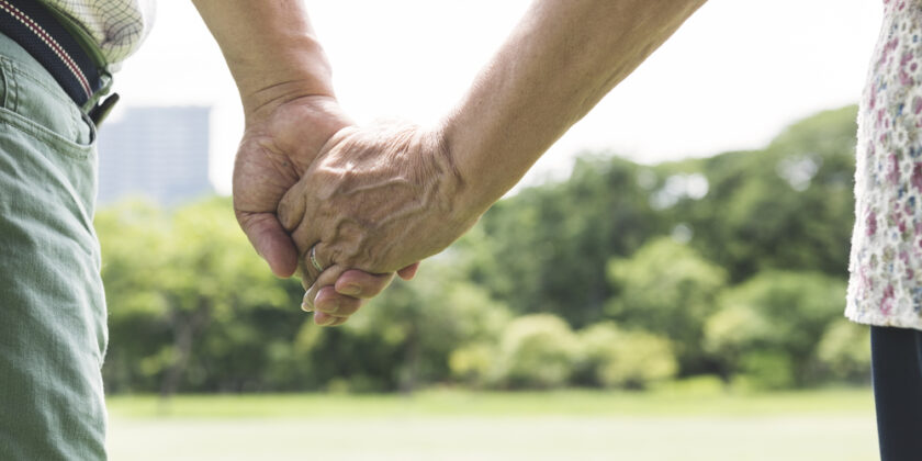 Olderly Couple Happiness Romantic Holding Hand Concept