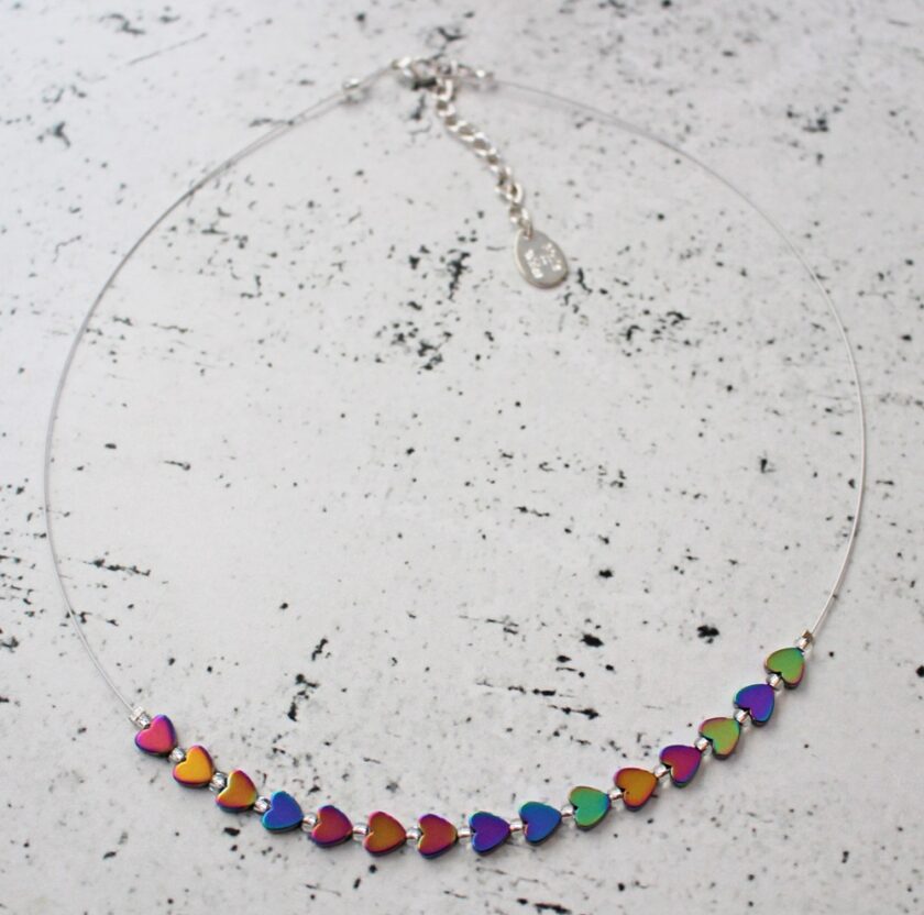 Carrie Elspeth Rainbow Haematite Hearts Necklace full necklace)