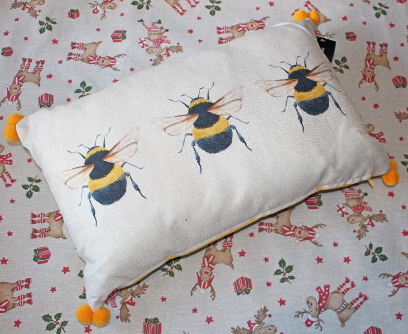 Cotton Traders Honeybee Pom-Pom Cushion