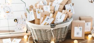 advent calendar in a basket
