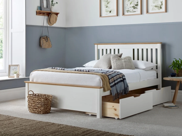 white bedframe