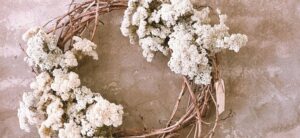 dried white flower wreath