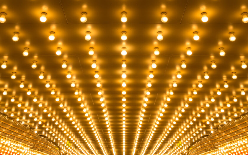 golden bulbs marquee lights background