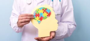 doctor holding a model of the human head