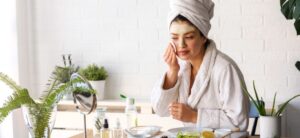 woman skin care at home