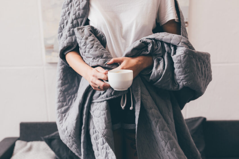 Woman in set for a cosy day at home