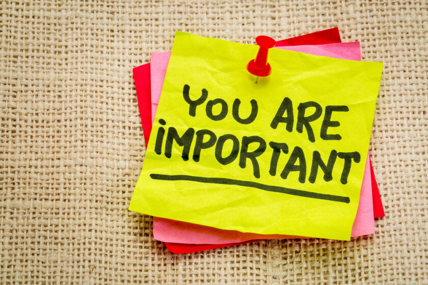 Your are important on a post it note