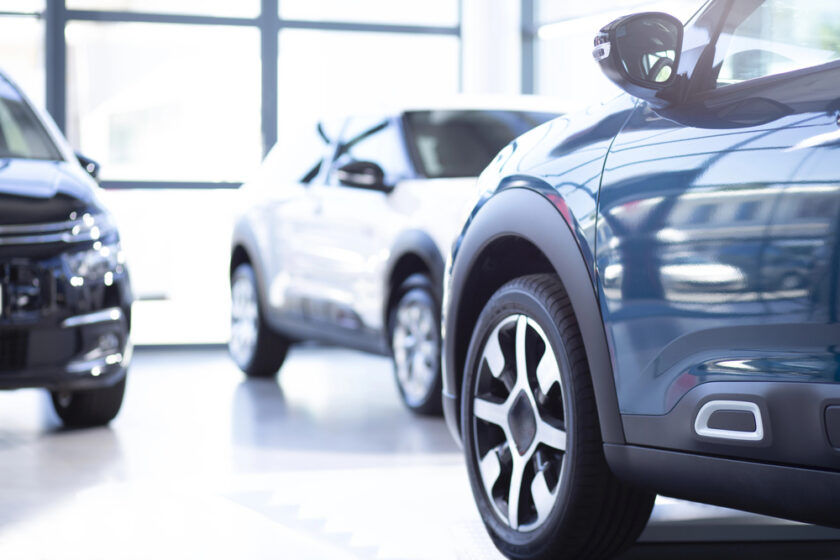 Cars in a showroom