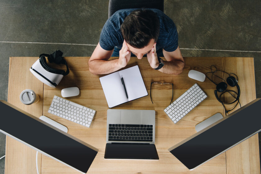 Person working on a laptop