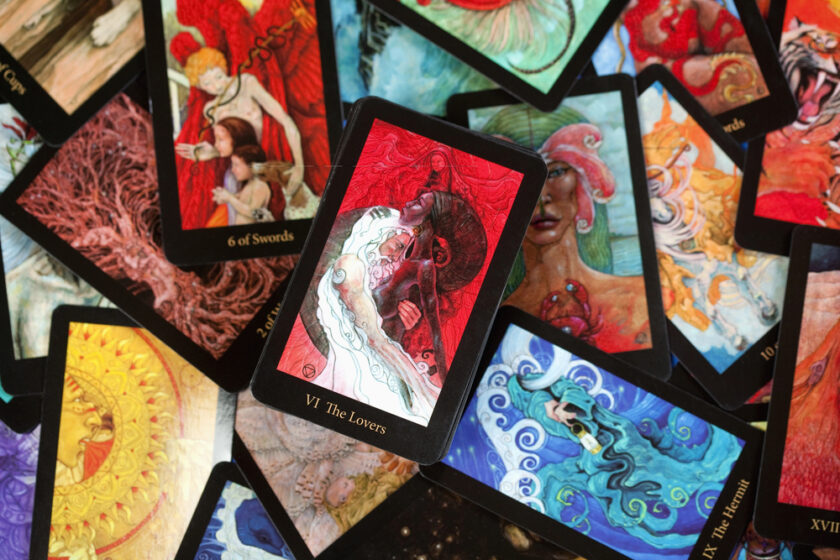 Range of tarot cards laid out