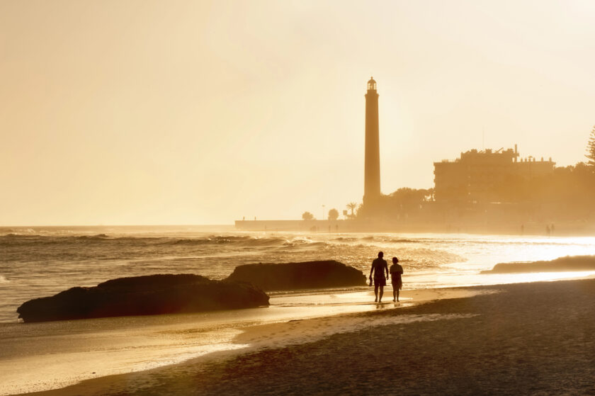 Maspalomas beach at sunset 