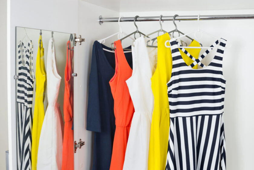 Dresses hanging on a rack