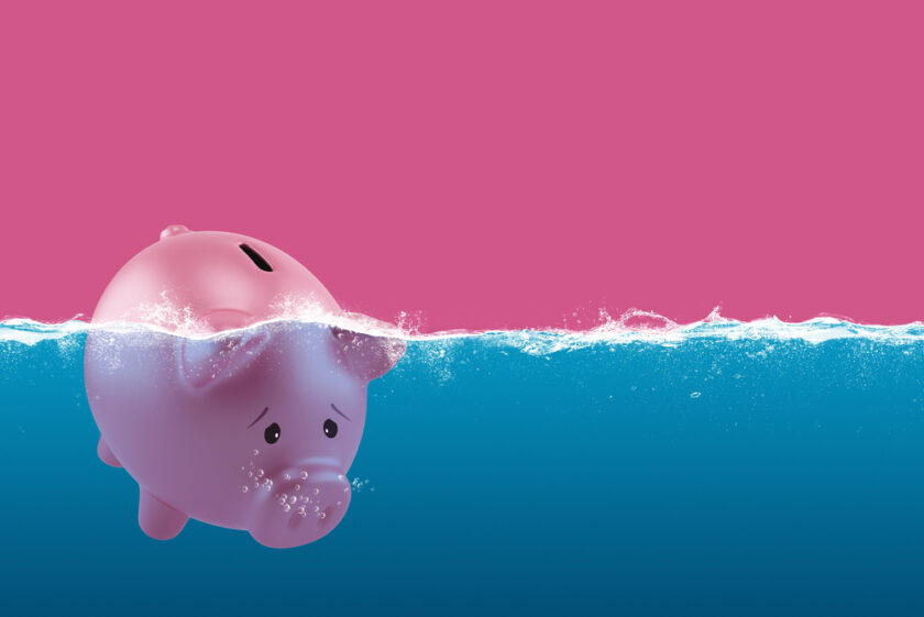 piggy bank under water