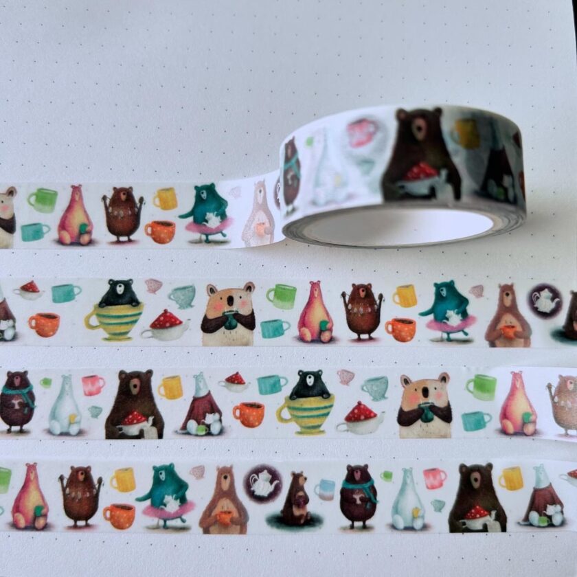 Tea with Bear Washi Tape - Catherine Redgate Art
