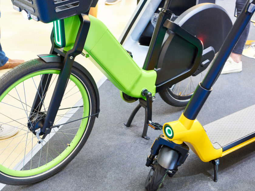 Electric bike and electric scooter in store