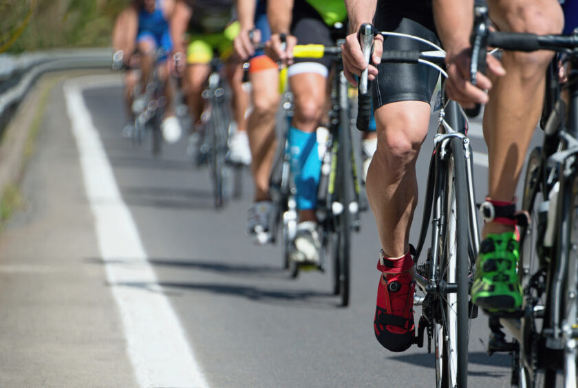 People cycling in a Triathlon