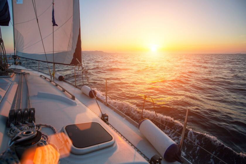 Yachts at sunset