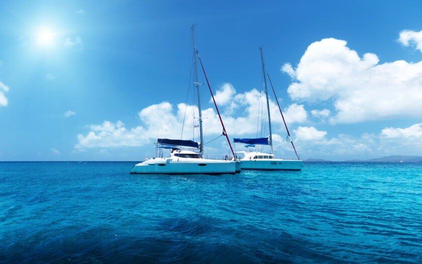 Yachts in the ocean 