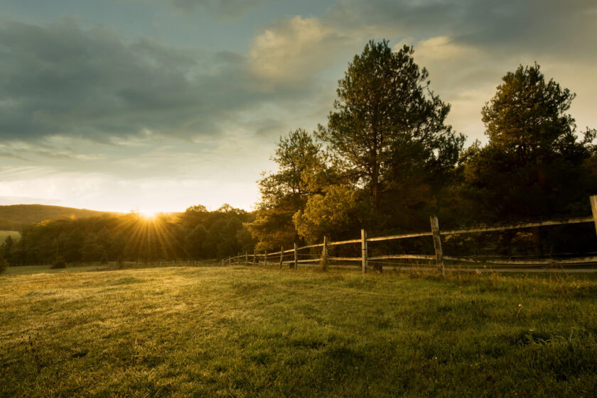 Sunrise on a farm
