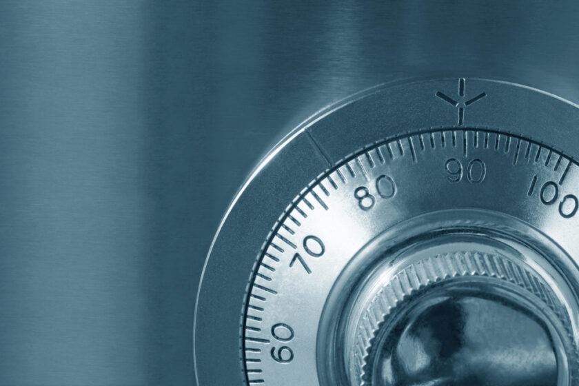 close up of a safe dial