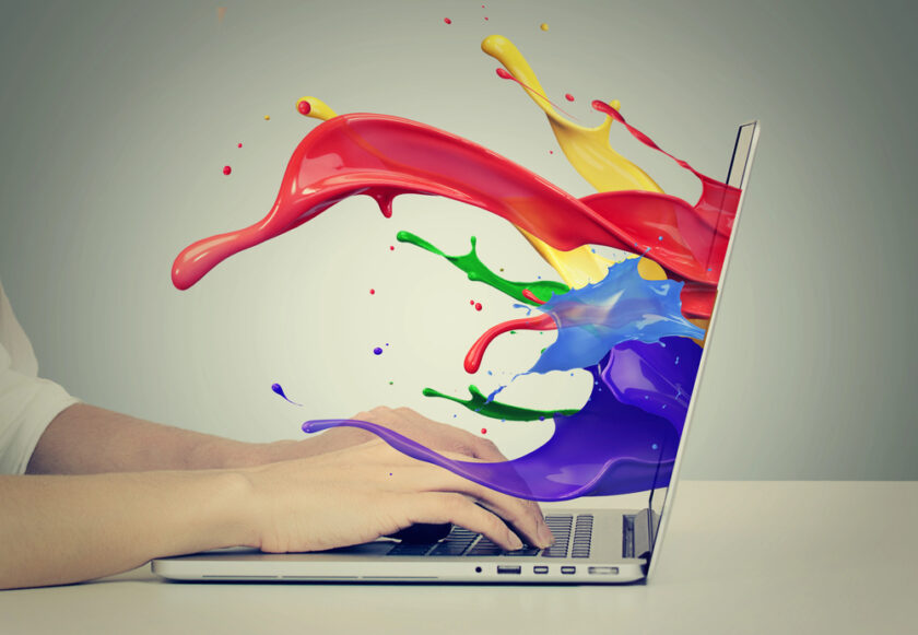 Colours coming out of a computer screen